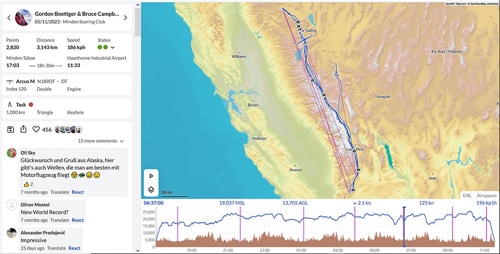 GordonBoettger BruceCampbel Flight Trace 5Nov23
